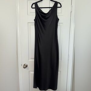 Joie Black Satin Cowl Neck Slip Midi Dress